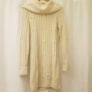 cowl neck wool sweater dress